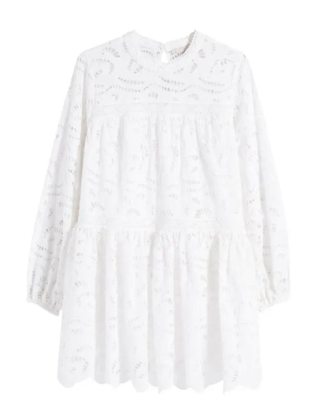 New Chelsea28 White Eyelet Long Sleeve Mini Dress Size Medium MSRP $149